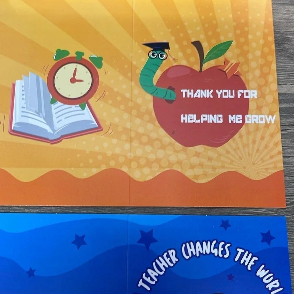 Teacher Appreciation Greeting Cards Set‎ Multicolor School Theme